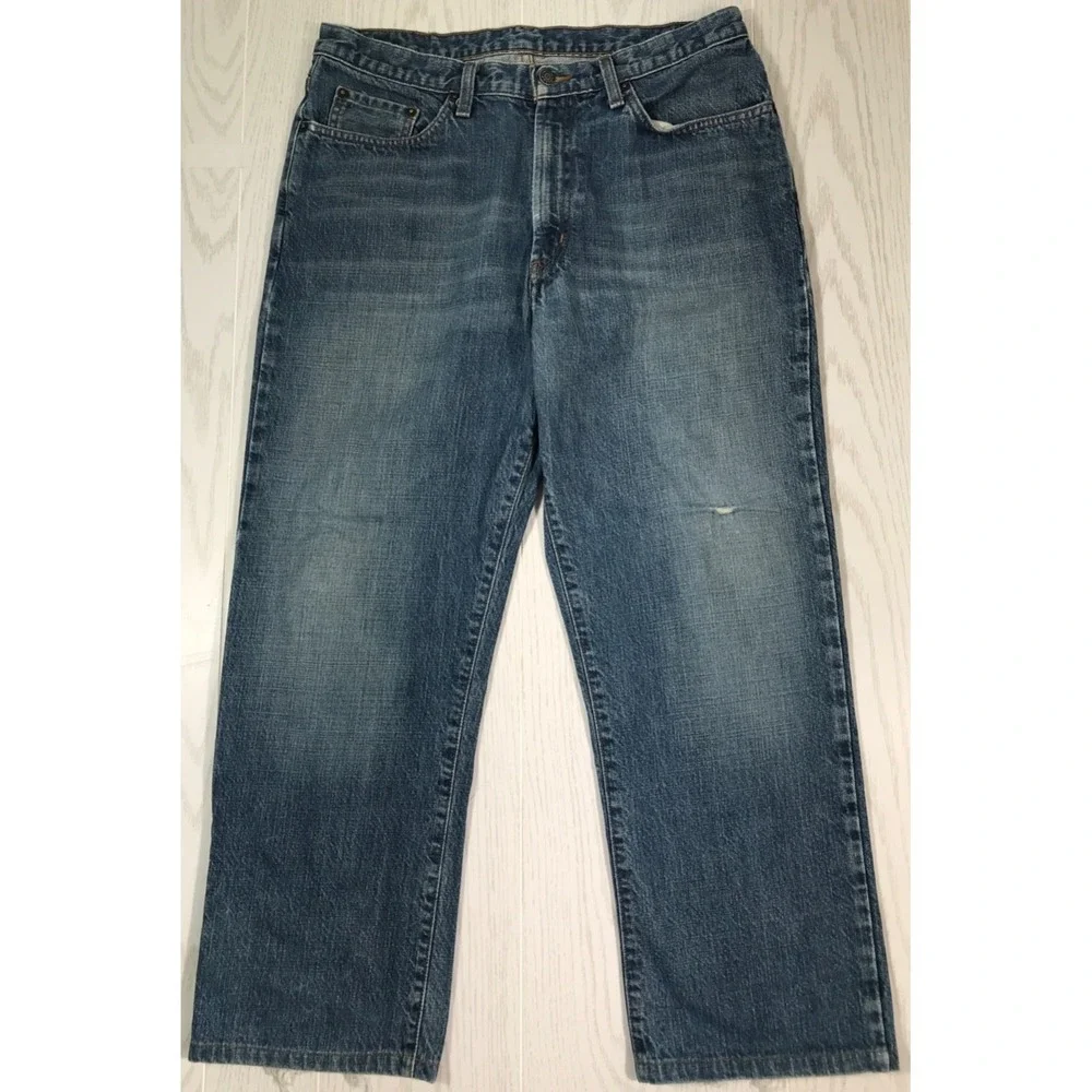 Vintage Polo Ralph Lauren Jeans Men 32x28 Blue Dungarees Relaxed Cotton Work Y2K